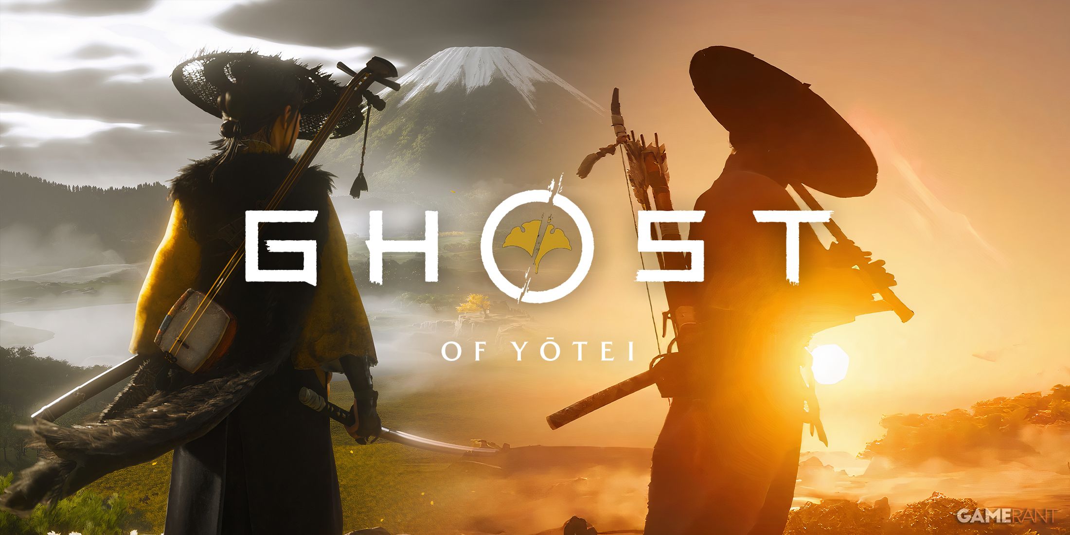 ghost of yotei and ghost of tsushima with shamisen and flute