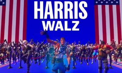 kamala harris tim walz fortnite map trailer still waving in front of us flag mp4