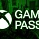 white xbox game pass logo over green tinted dead island 2 promo gameplay screenshot