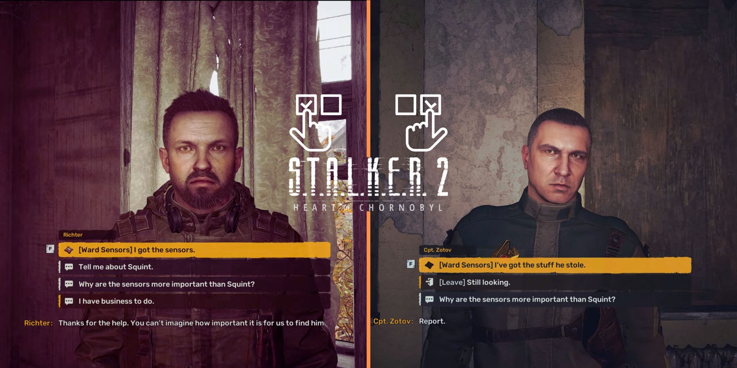 give ward sensor to richter or captain zotov in stalker 2 scaled