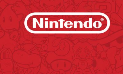 nintendo logo red background characters