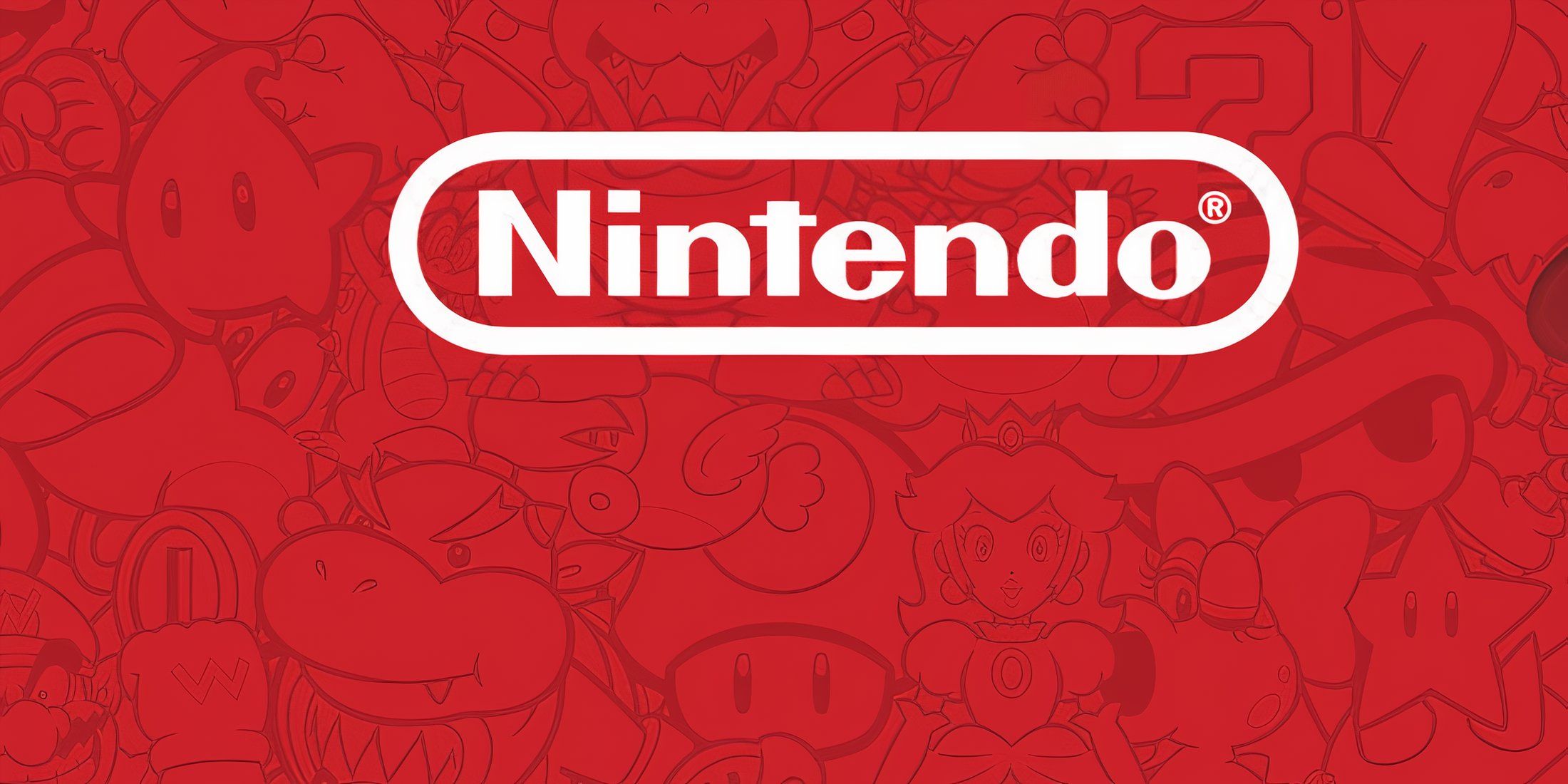 nintendo logo red background characters