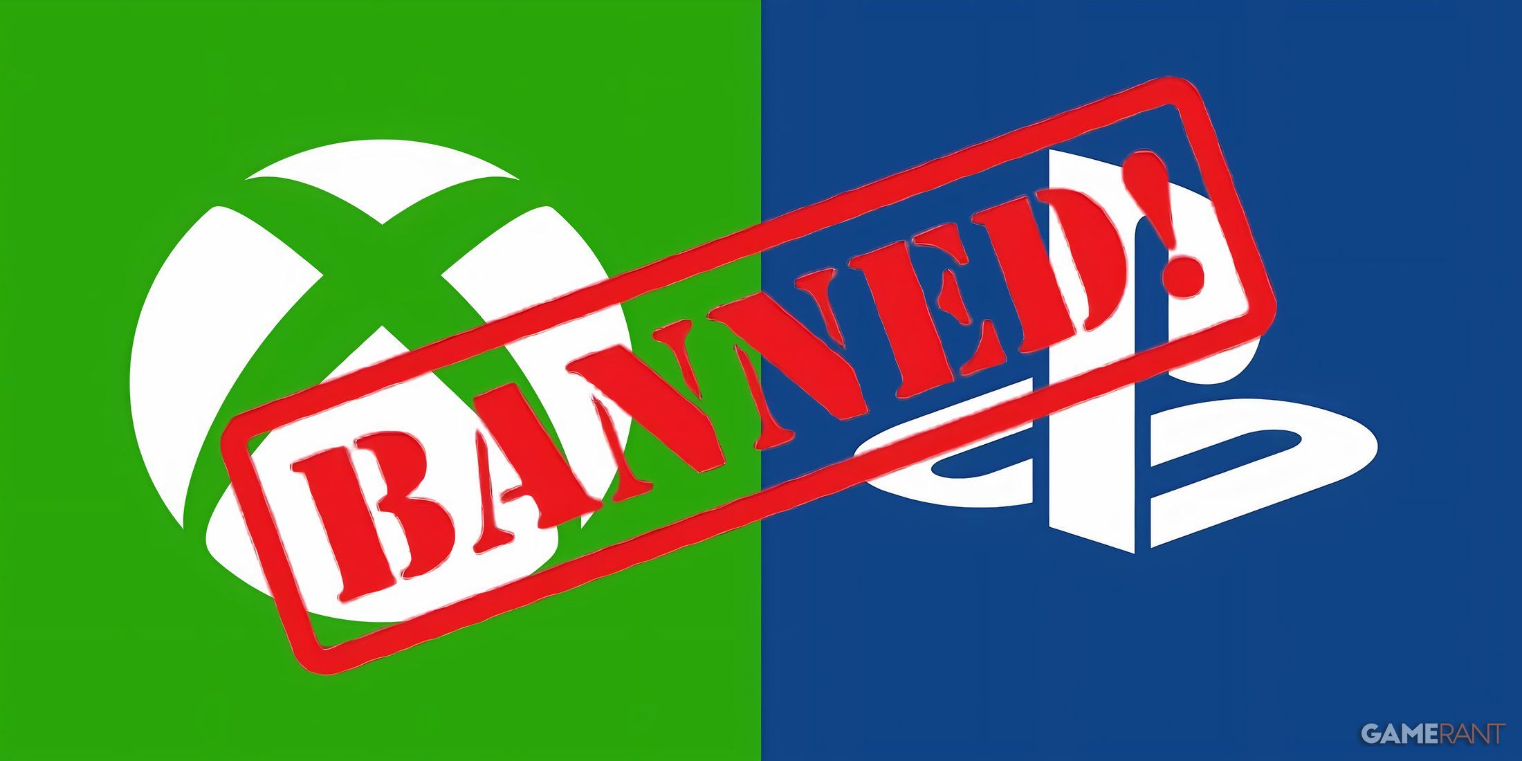 playstation and xbox logos with banned stamp 1