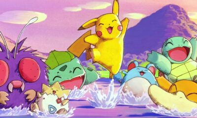 pokemon anime screenshot with pikachu and other pokemon