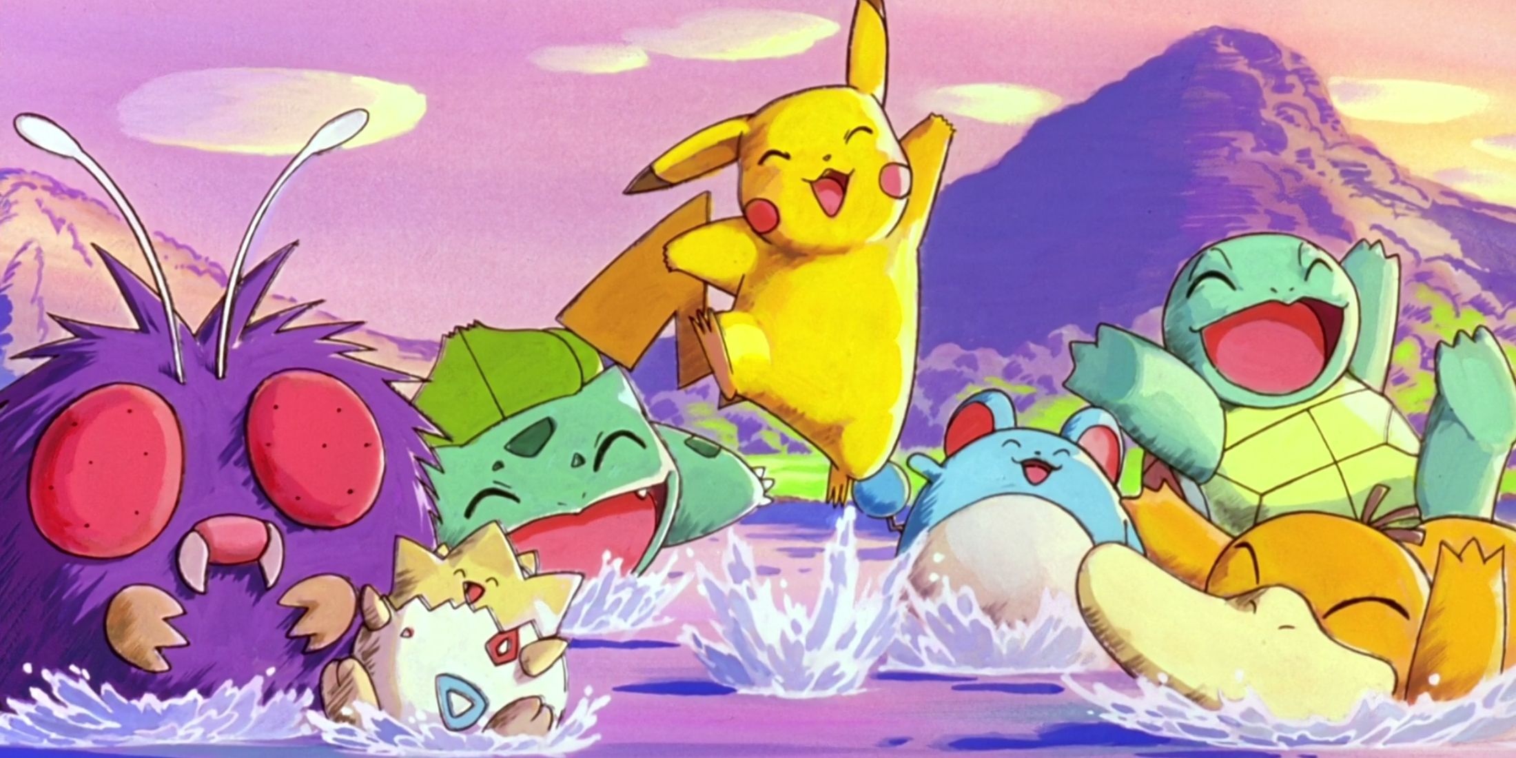 pokemon anime screenshot with pikachu and other pokemon