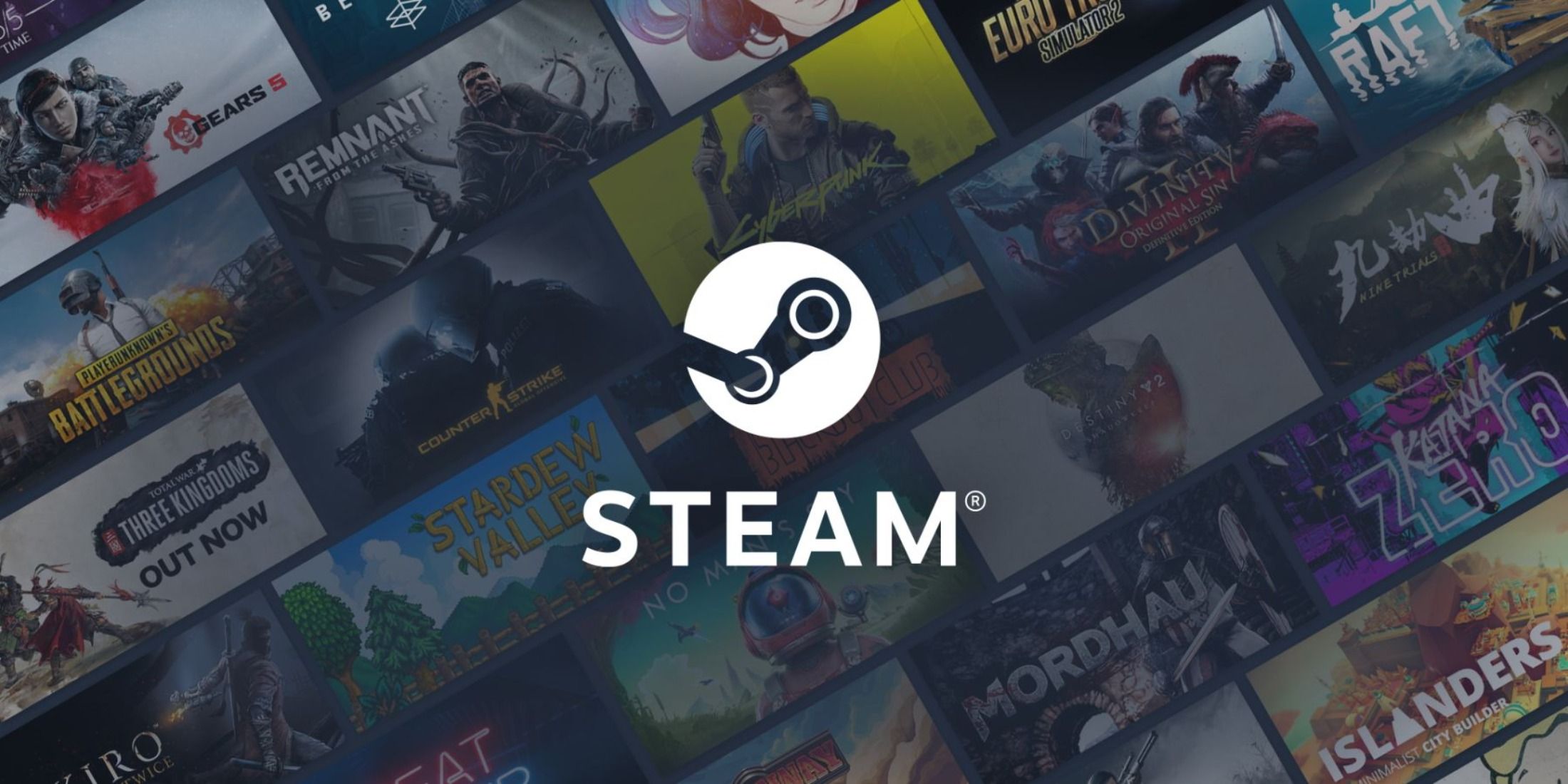 steam logo with titles in the background