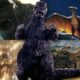 a collage of godzilla alongside some of his most trustworthy friends allies kong rodan mothra and a