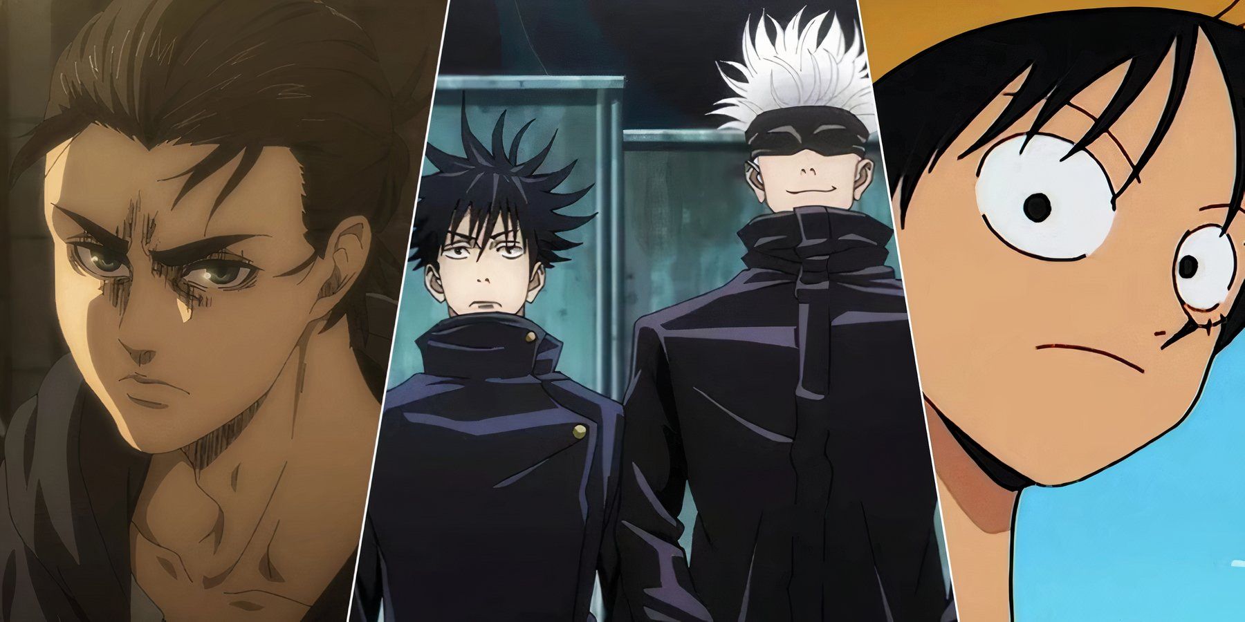 a split image showing prominent characters of famous anime