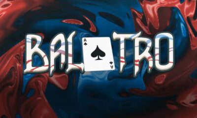 balatro title logo with red and blue background