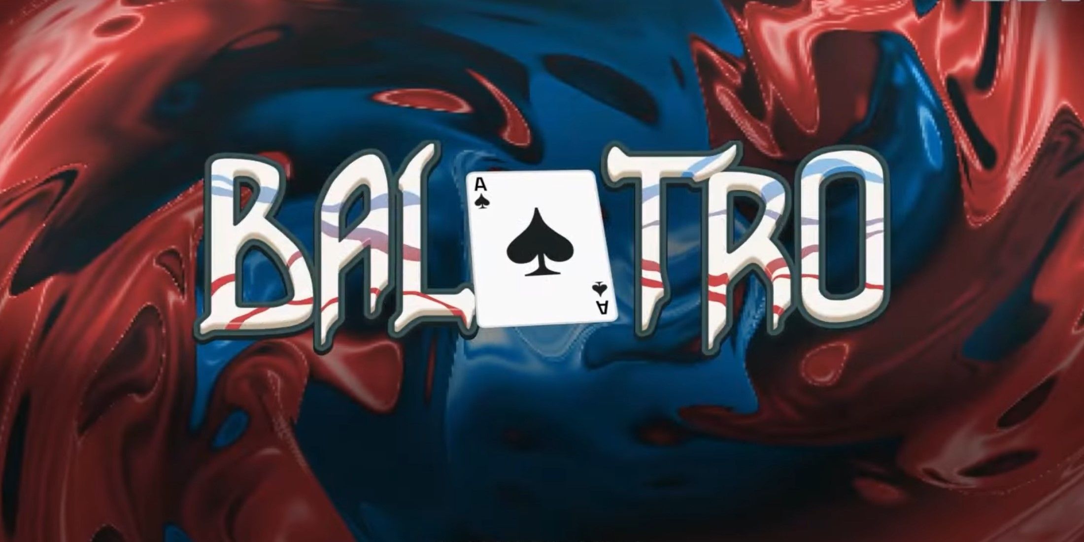 balatro title logo with red and blue background