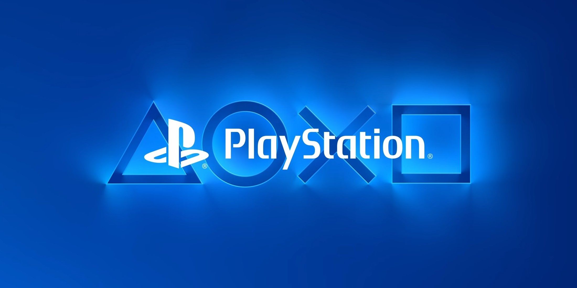 playstation brand logo with button symbols blue background