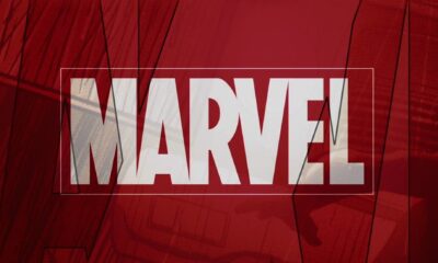 marvel white logo red background