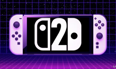 nintendo switch 2 mockup on vaporwave purple background 2x1 composite