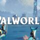 palworld logo riding pals over water