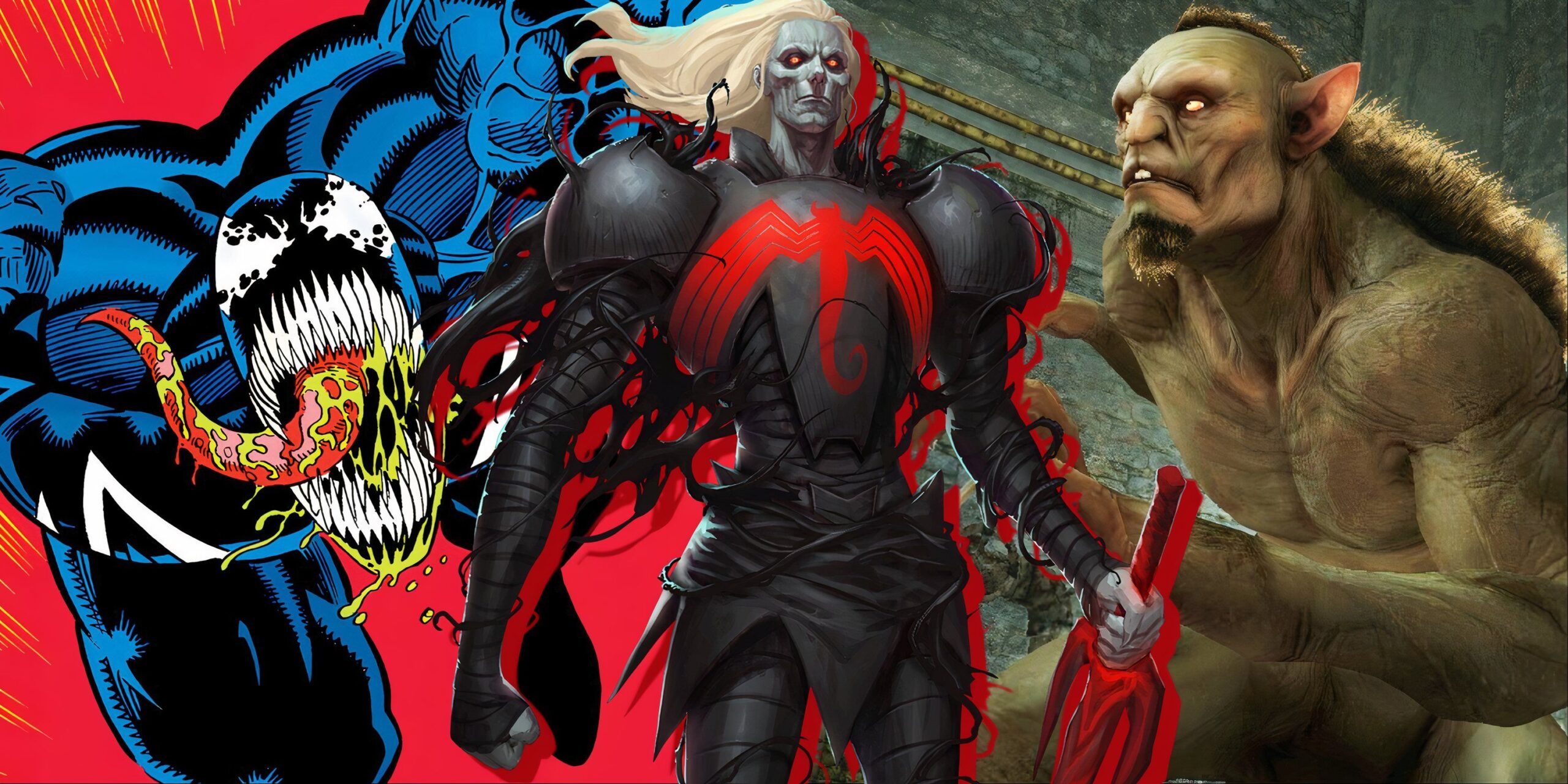 split image of venom knull and vermin from marvel scaled