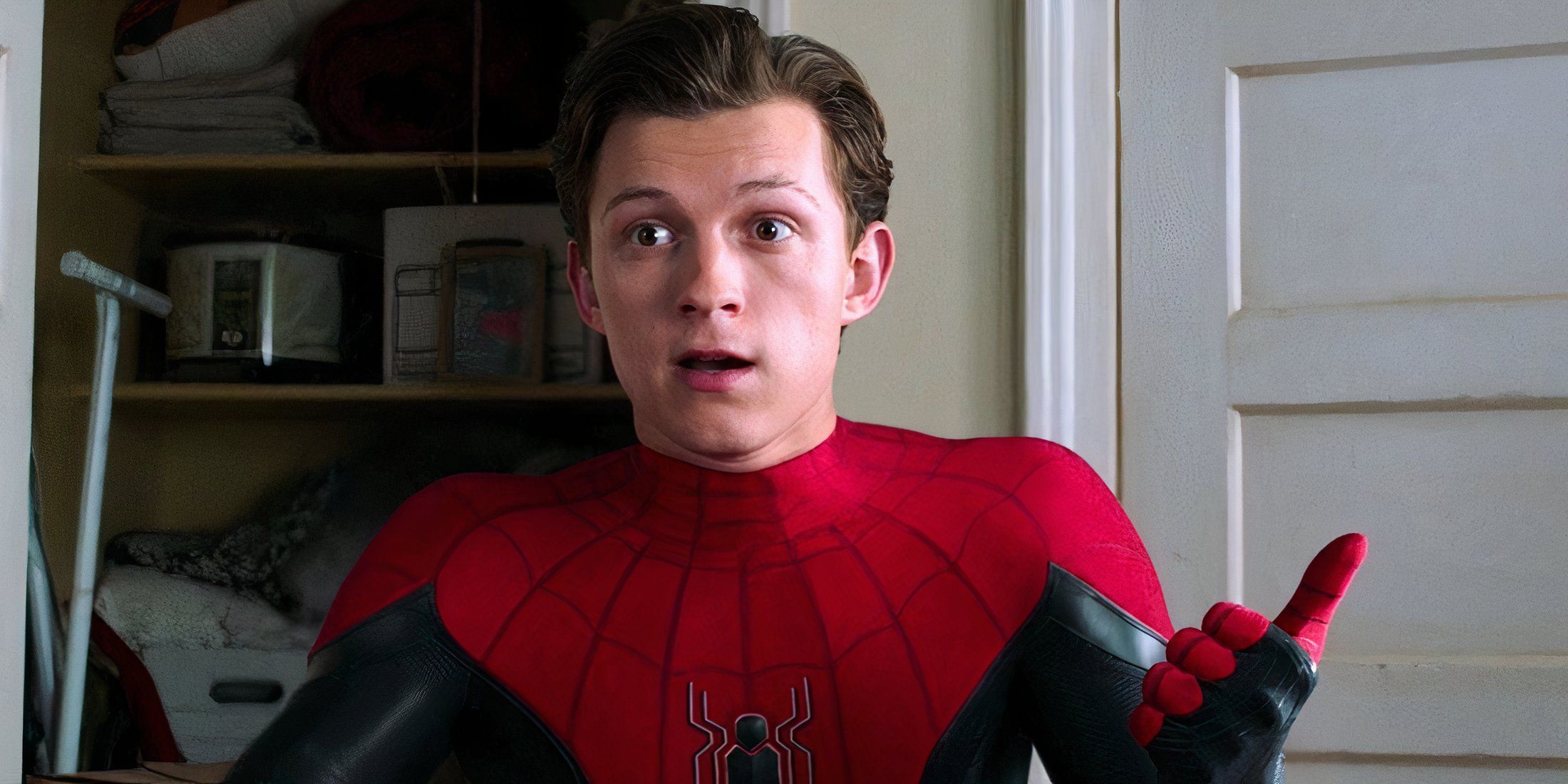 tom holland surprised as spider man cropped