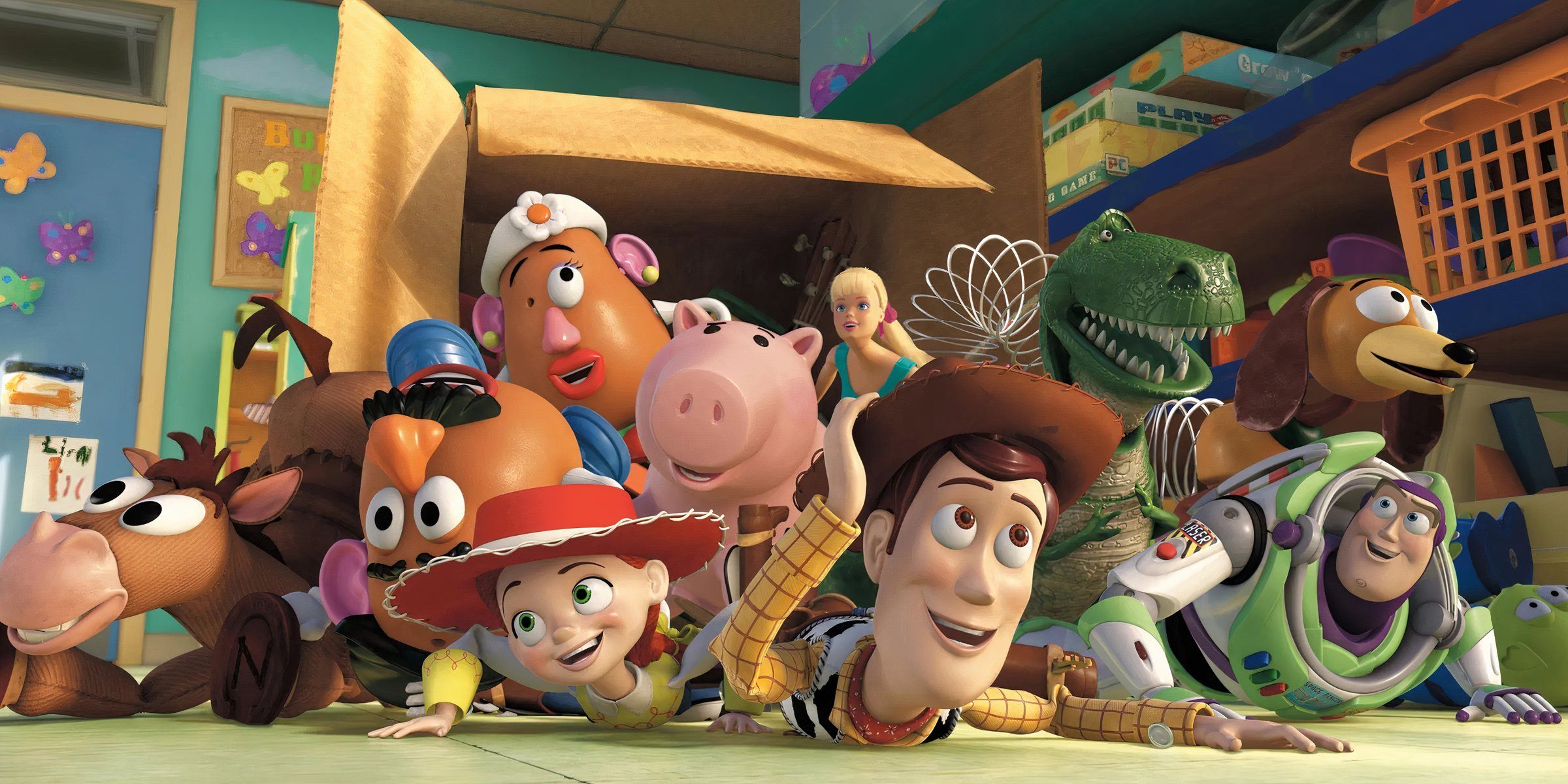 toy story characters spilling out of a box cropped