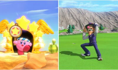 kirby in kirby s return to dream land deluxe and waluigi in mario golf super rush