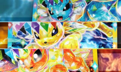 pokemon tcg prismatic evolutions teaser visual vaporeon jolteon flareon