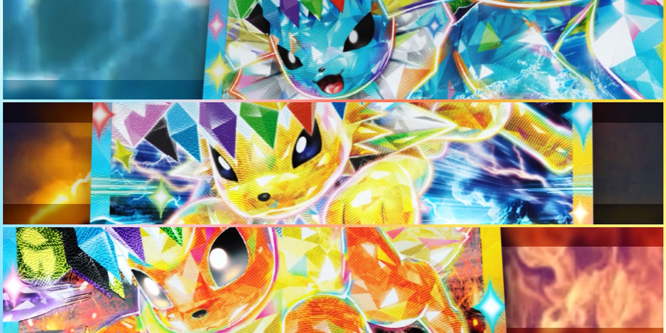 pokemon tcg prismatic evolutions teaser visual vaporeon jolteon flareon