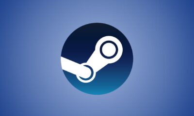 steam logo on blue background