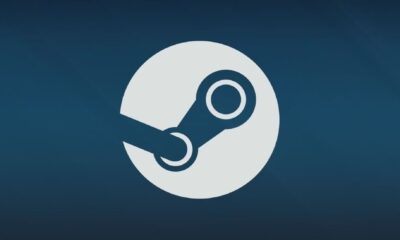 steam white logo dark blue background